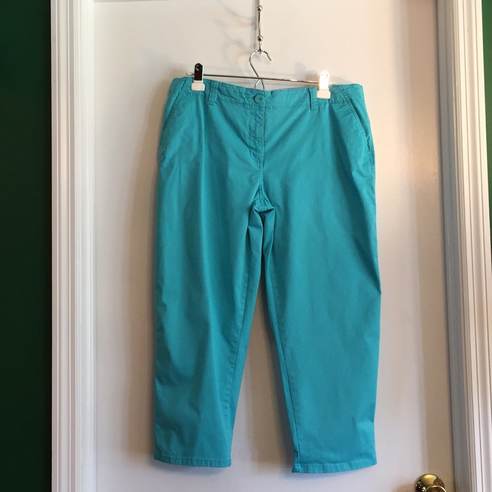Flat front chino capris
